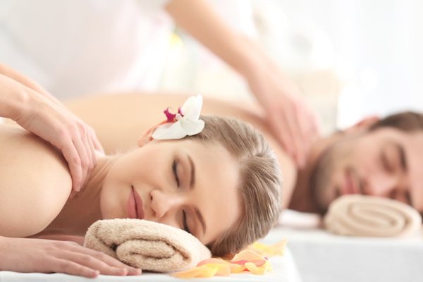 Couple at a spa getting a massage