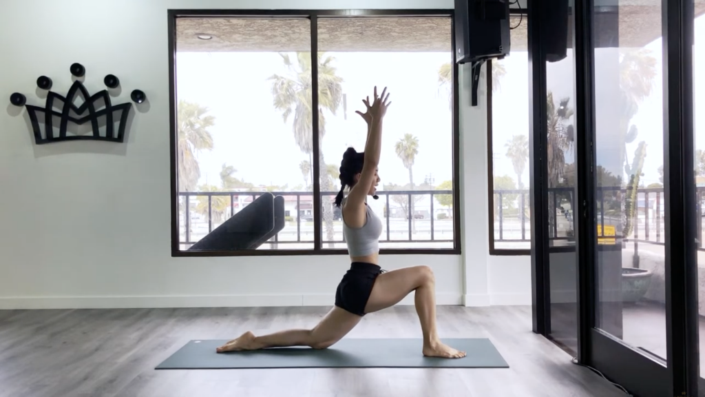 woman teaching yoga alone in studio