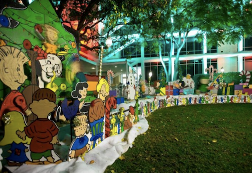 Snoopy House Holiday Display at Costa Mesa City Hall